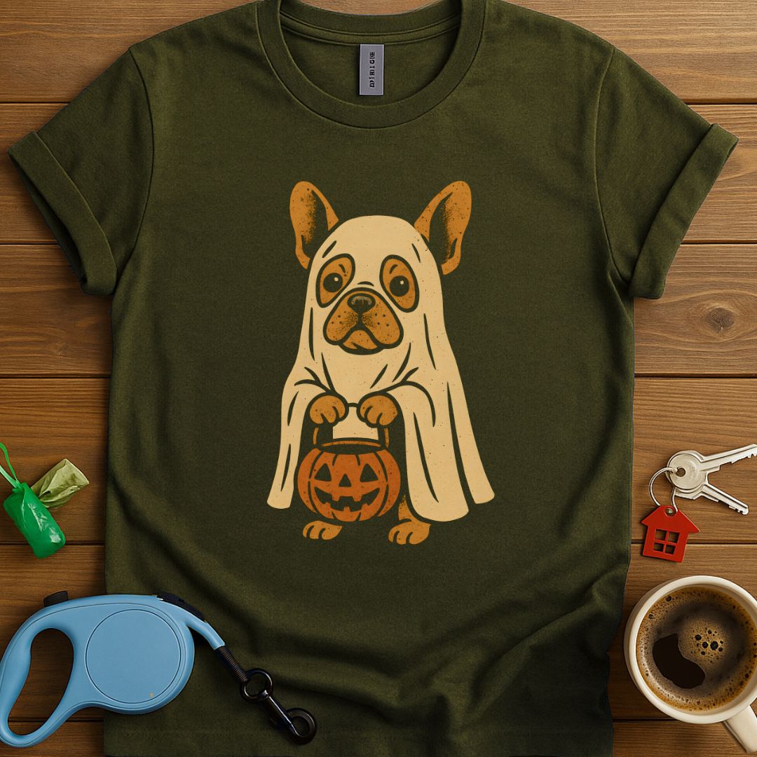 Ghost Frenchie With Bucket T-Shirt