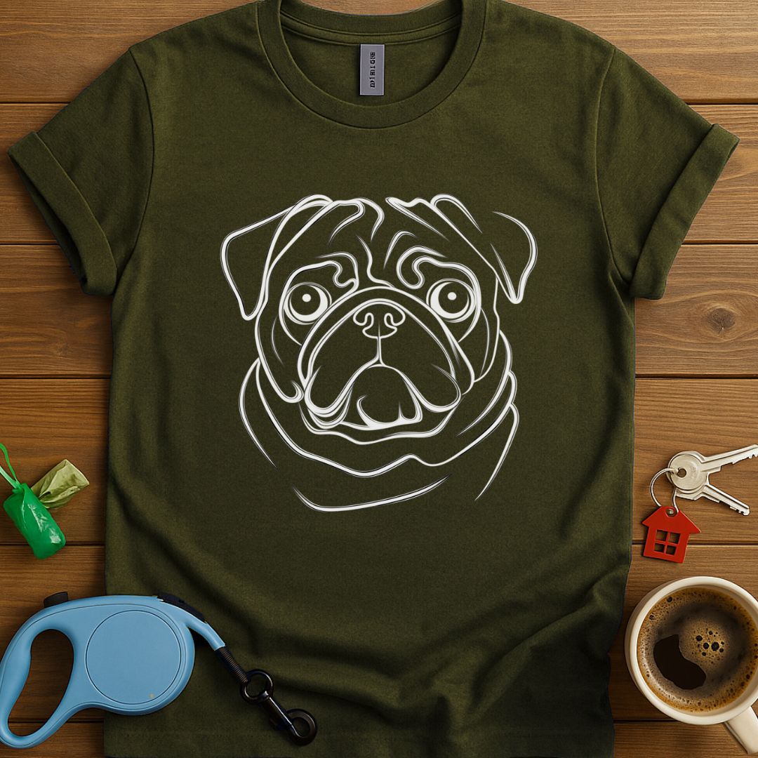 Pug Face Line Art T-Shirt