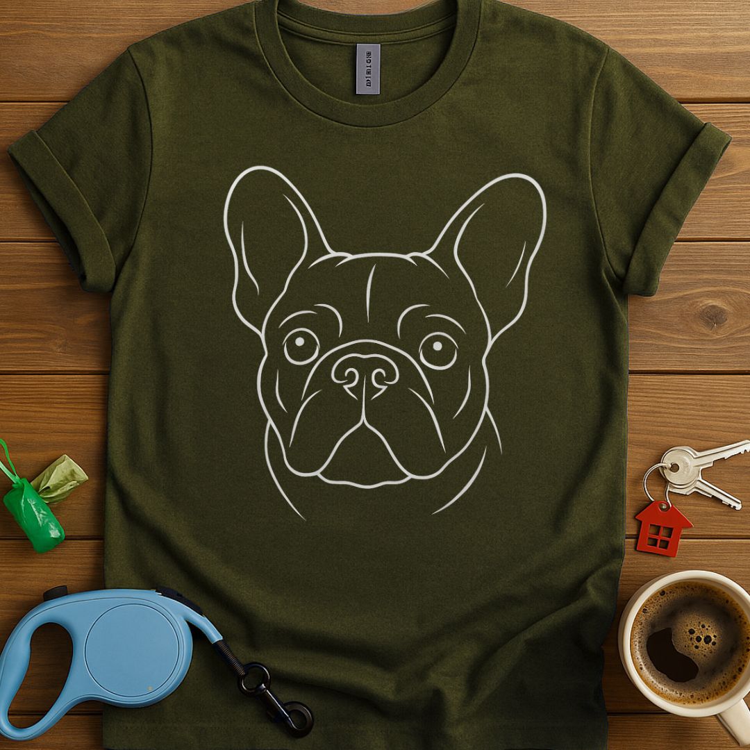 French Bulldog Face Line Art T-Shirt