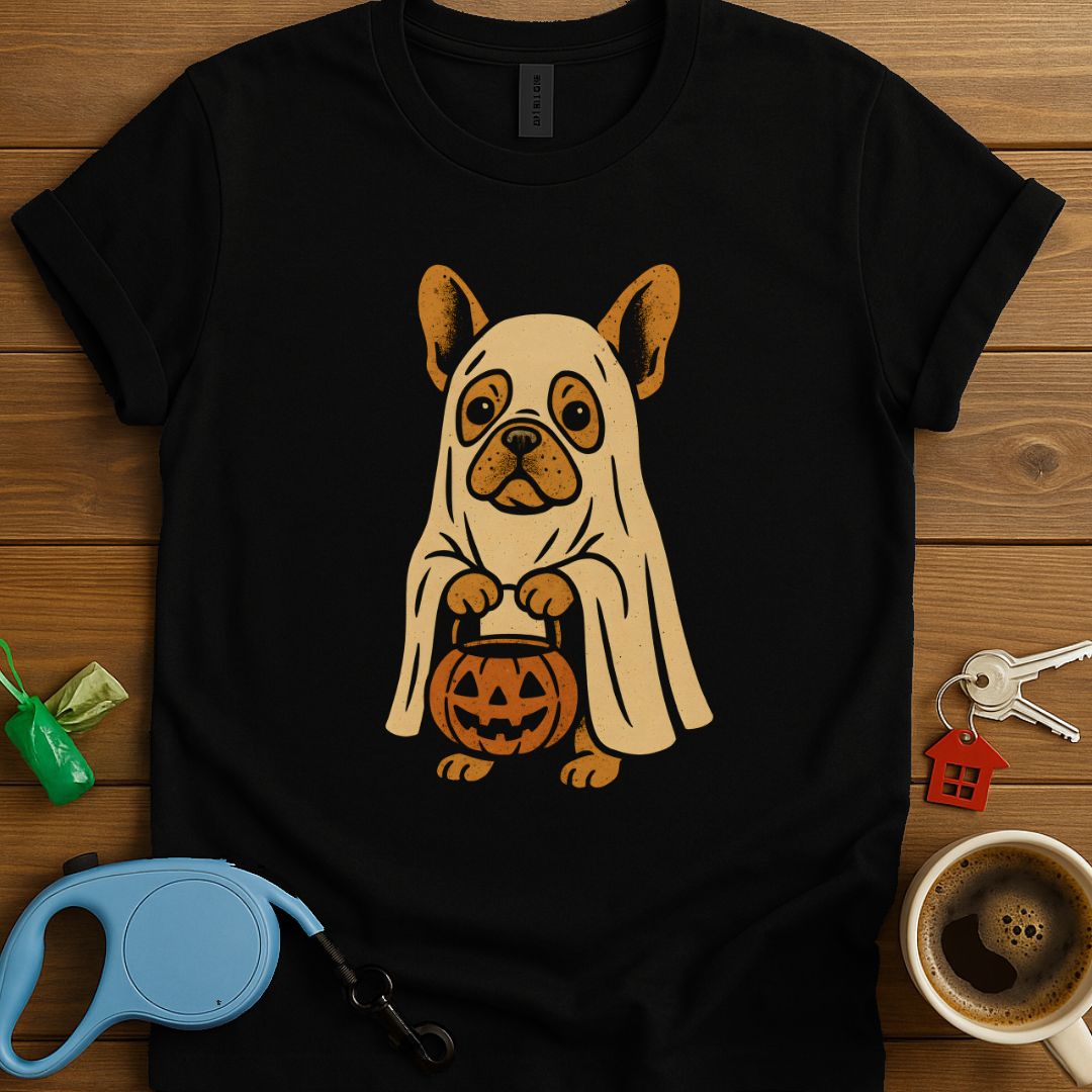 Ghost Frenchie With Bucket T-Shirt