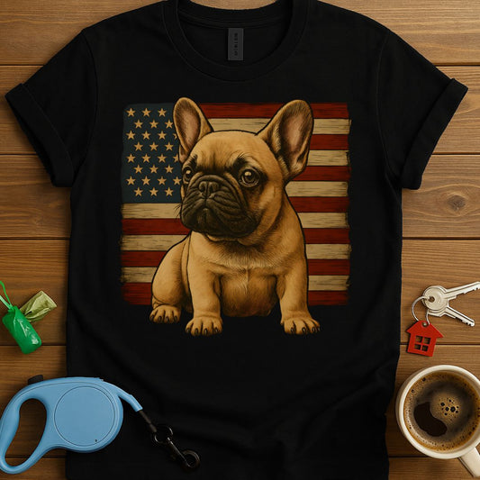 Fawn French Bulldog Usa Flag T-Shirt