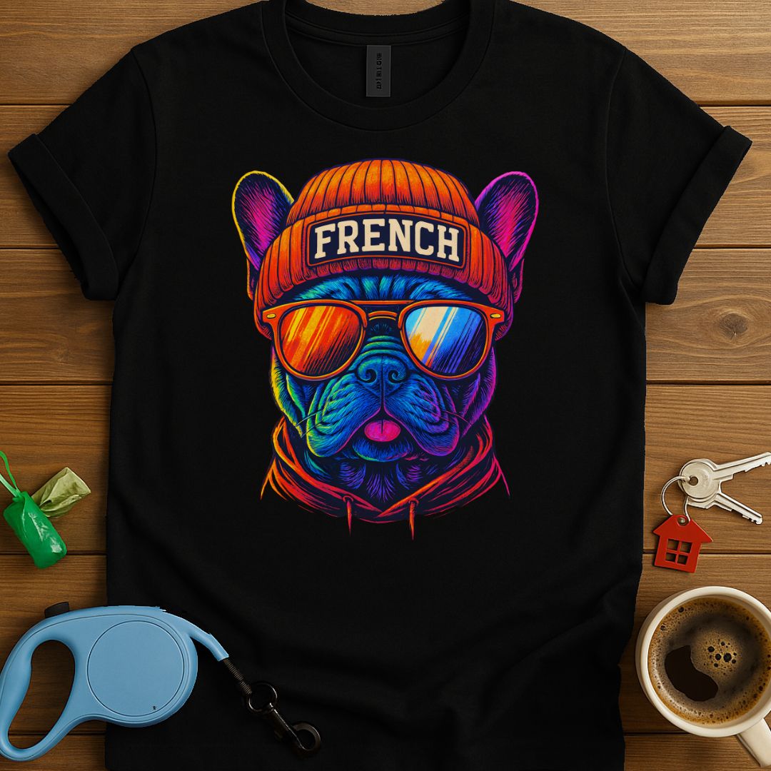 Neon Hipster French Bulldog T-Shirt
