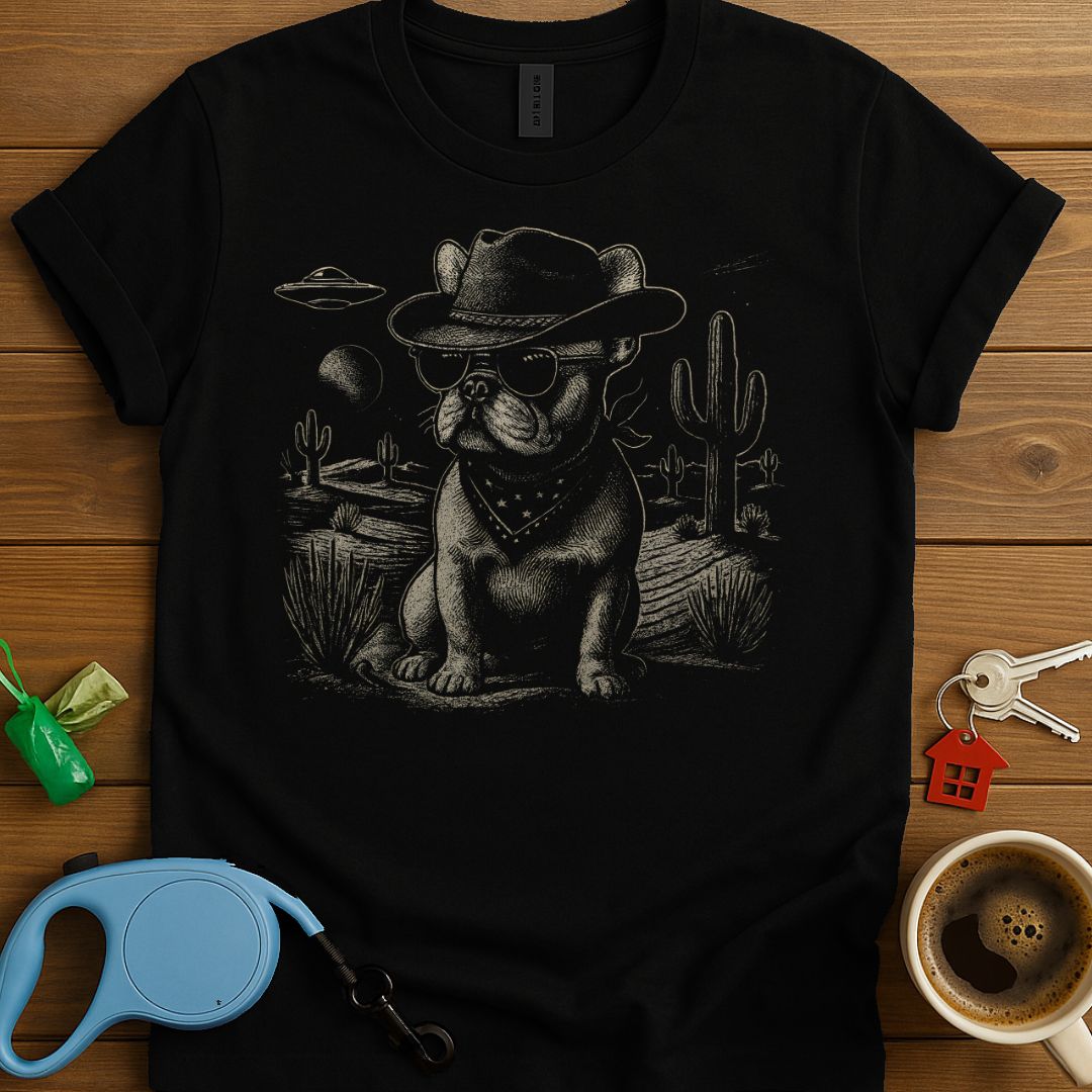 Cowboy Frenchie Under Alien Skies T-Shirt