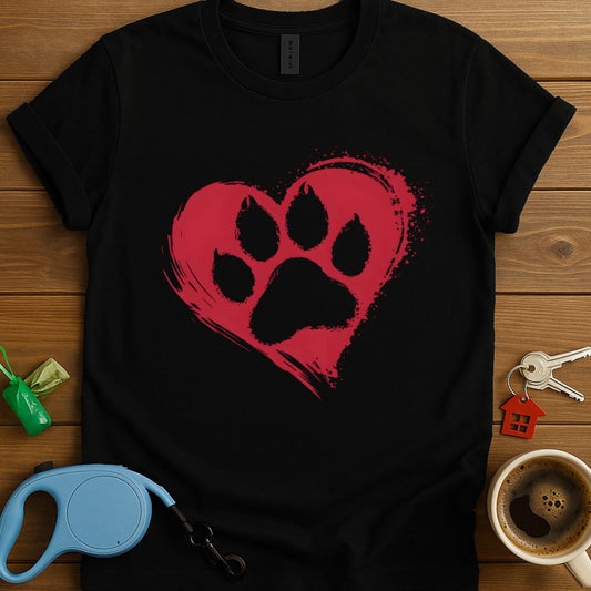 Pawprint In Heart T-Shirt