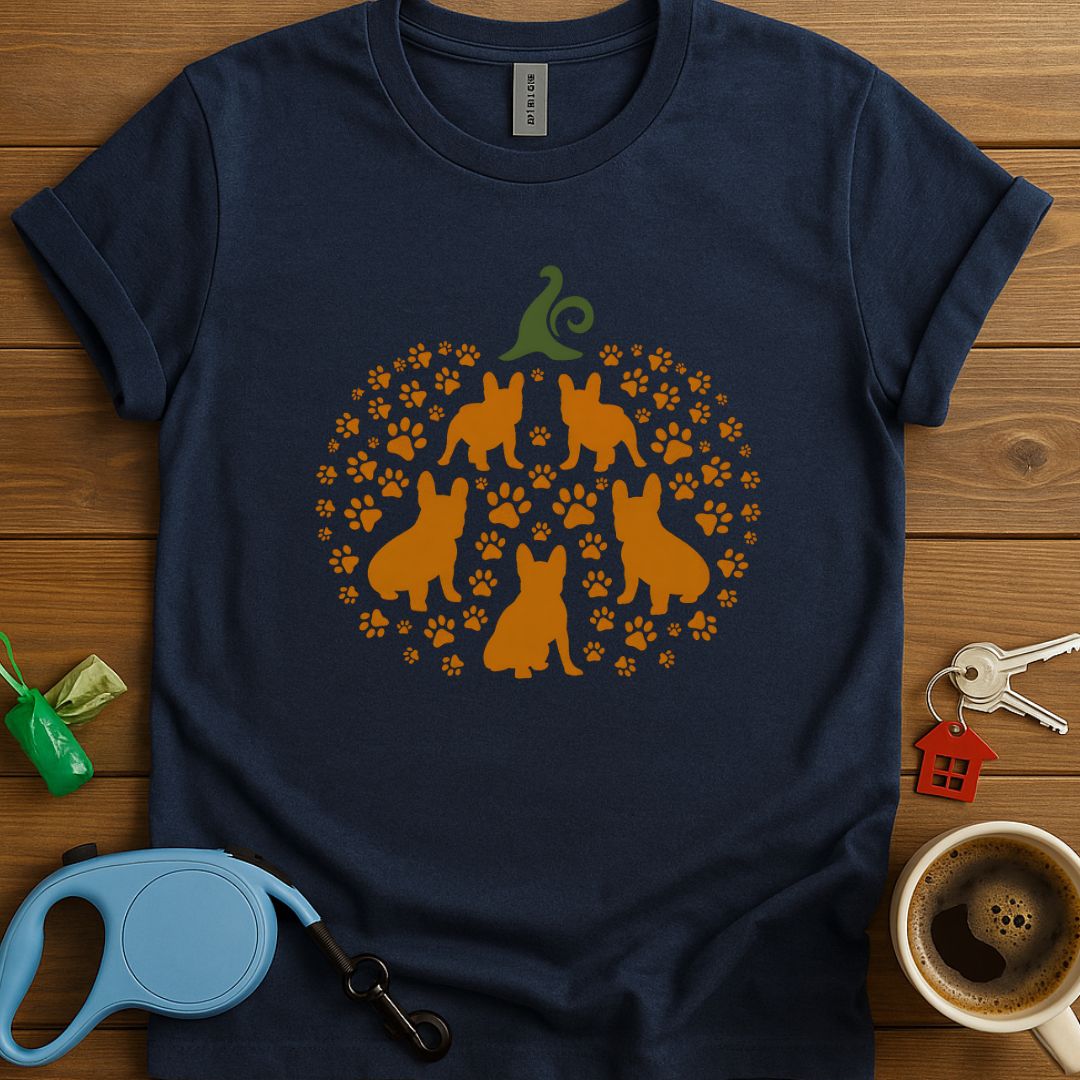 Frenchie Pumpkin Paw Print T-Shirt