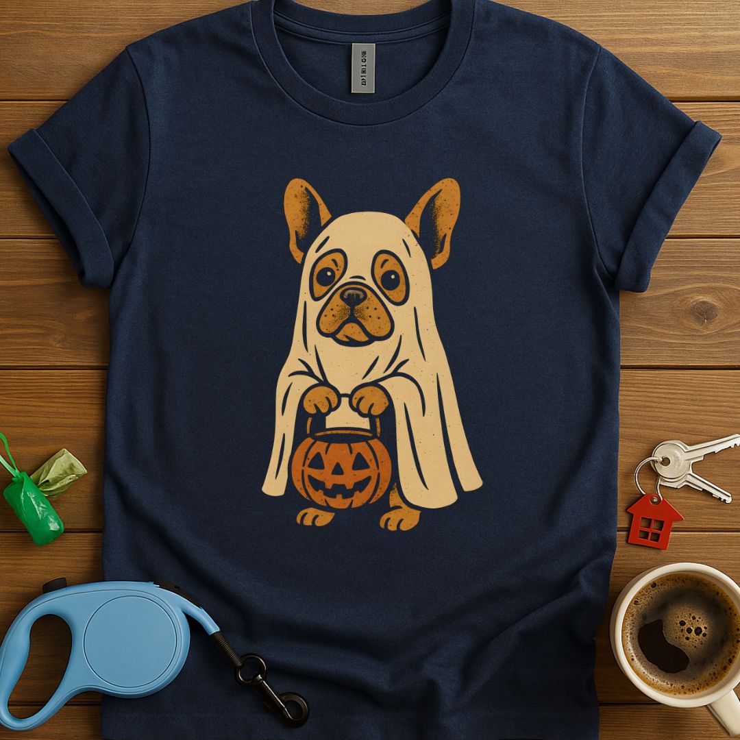 Ghost Frenchie With Bucket T-Shirt