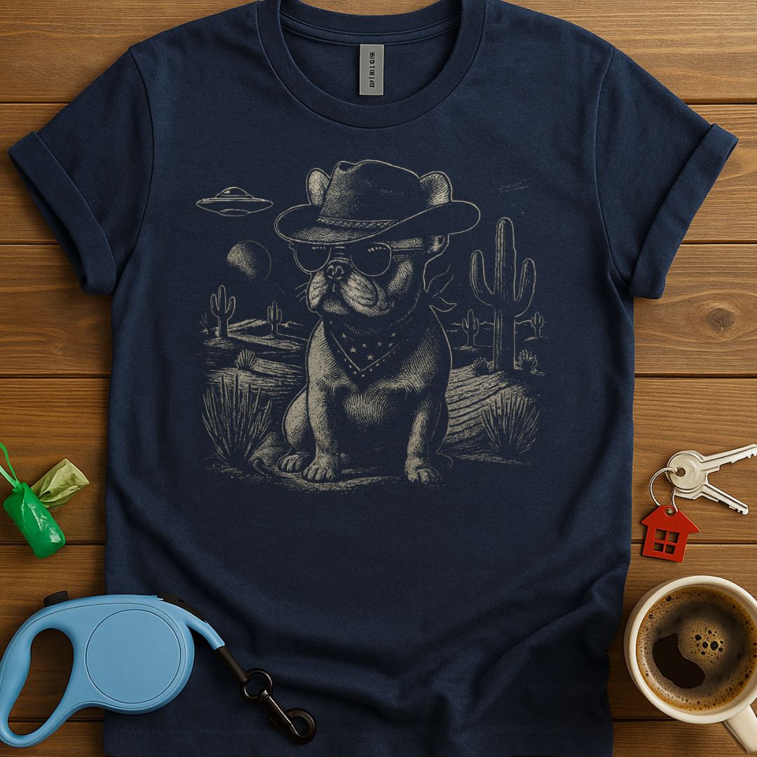 Cowboy Frenchie Under Alien Skies T-Shirt