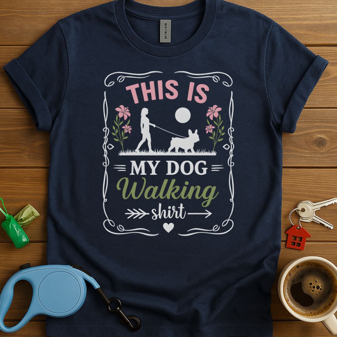 Frenchie Dog Walking Shirt T-Shirt