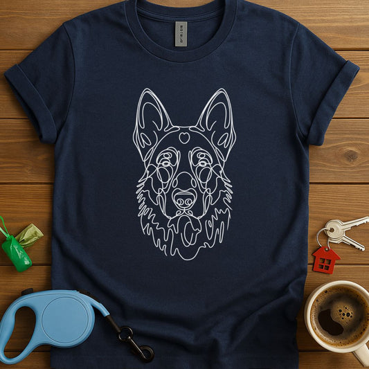 German Shepherd Face Line Art T-Shirt