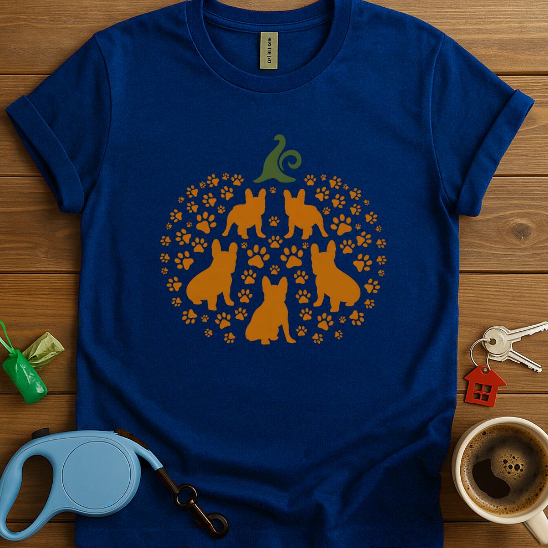 Frenchie Pumpkin Paw Print T-Shirt