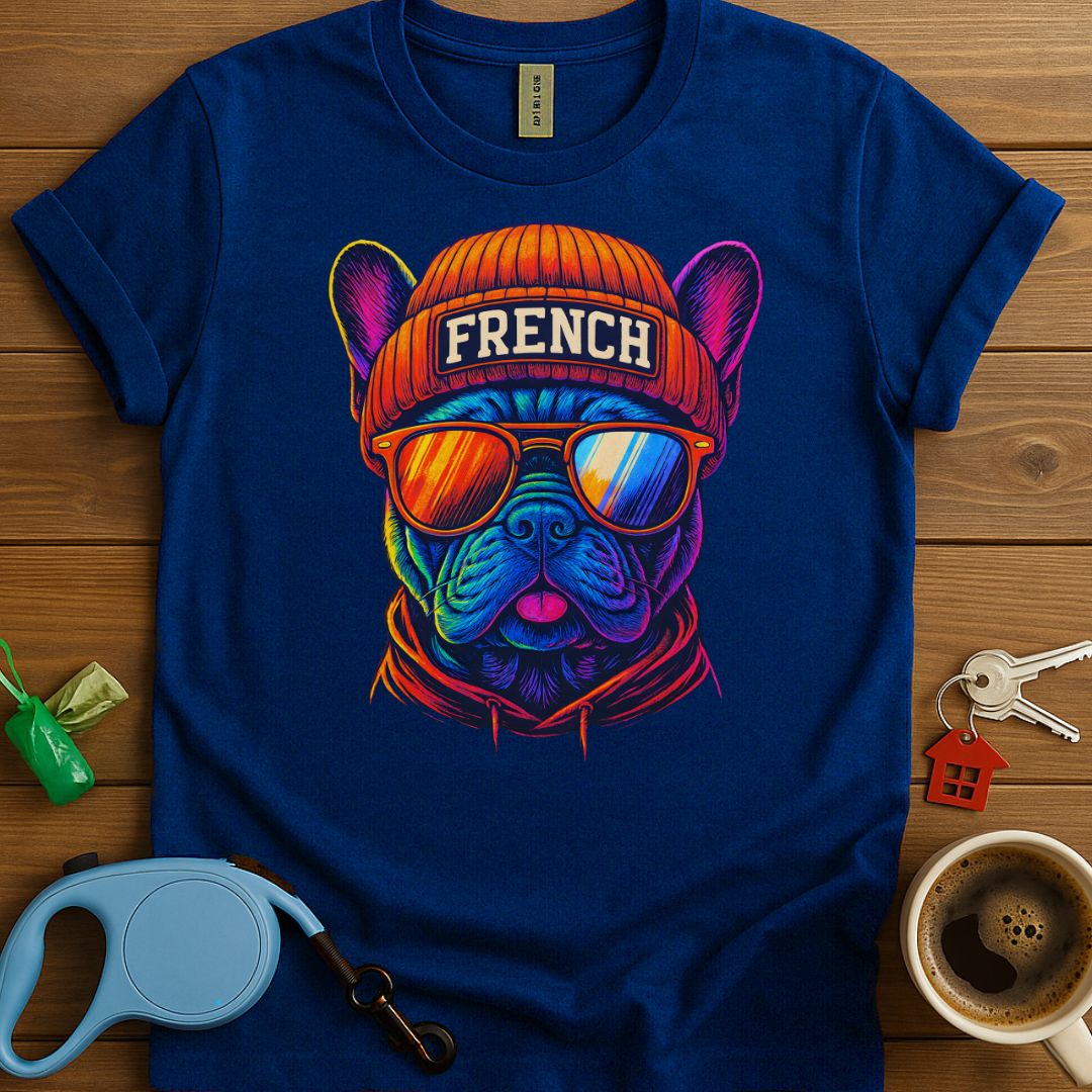 Neon Hipster French Bulldog T-Shirt