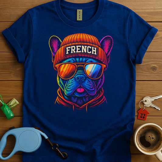 Neon Hipster French Bulldog T-Shirt