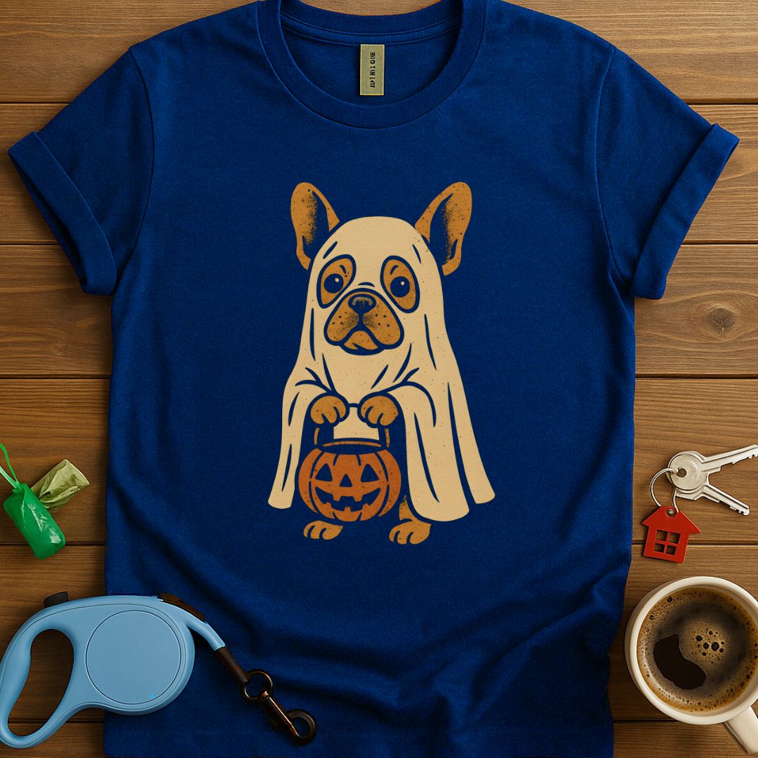 Ghost Frenchie With Bucket T-Shirt