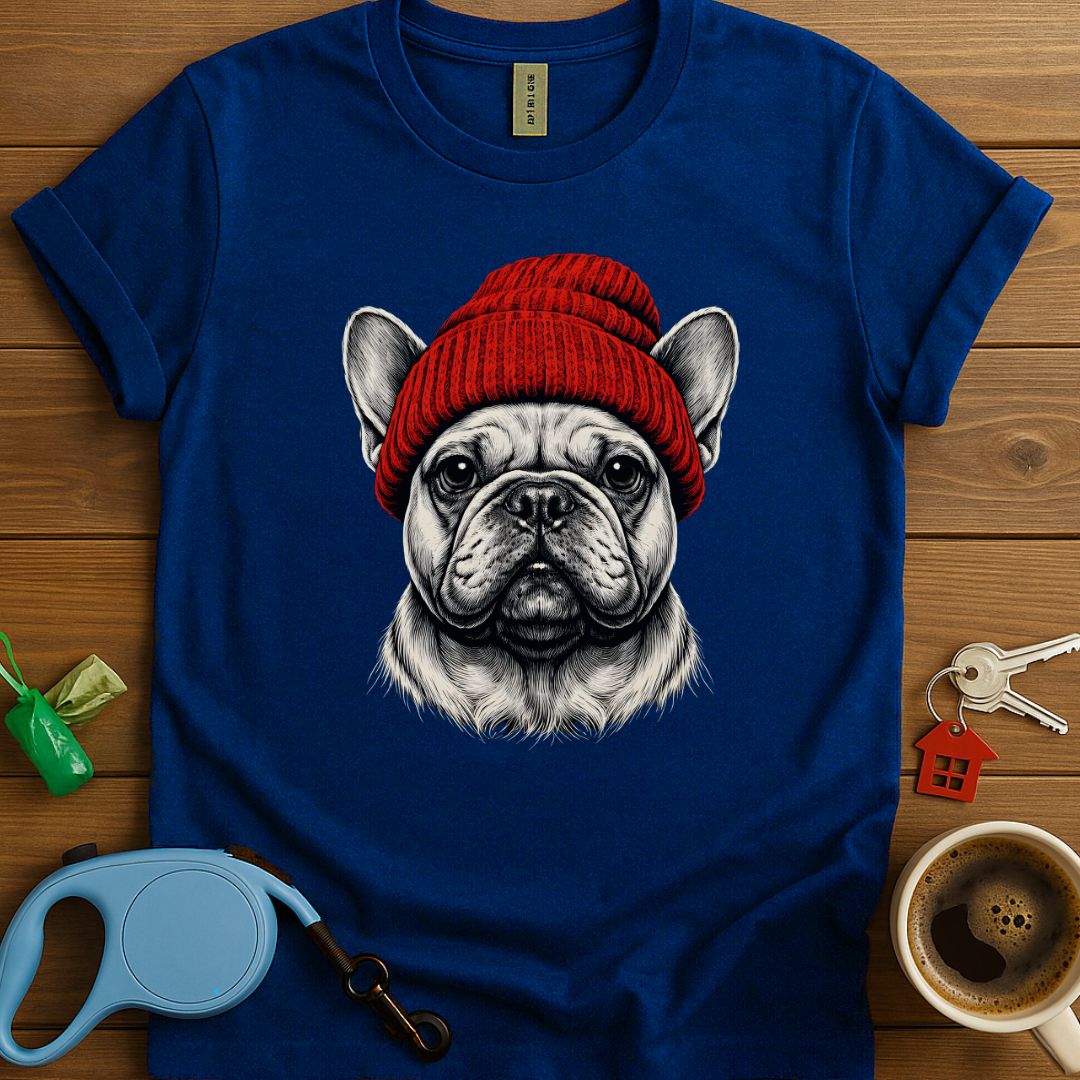 Red Beanie Frenchie T-Shirt