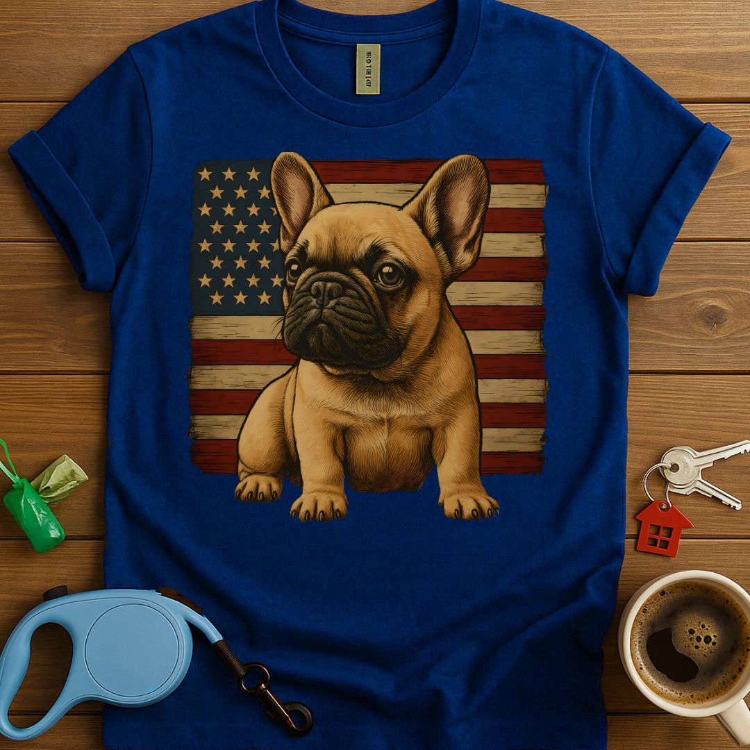 Fawn French Bulldog Usa Flag T-Shirt