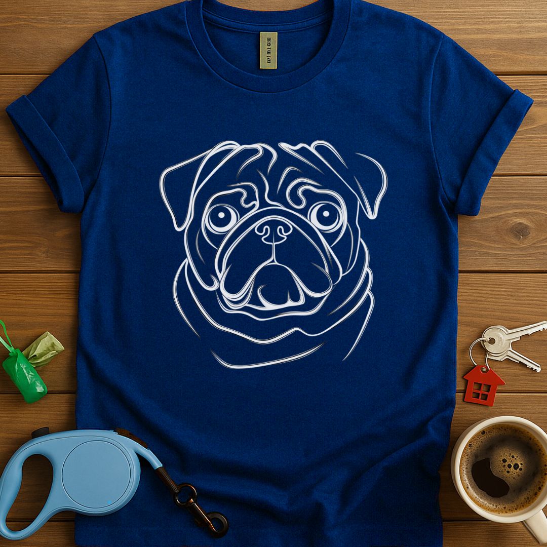 Pug Face Line Art T-Shirt