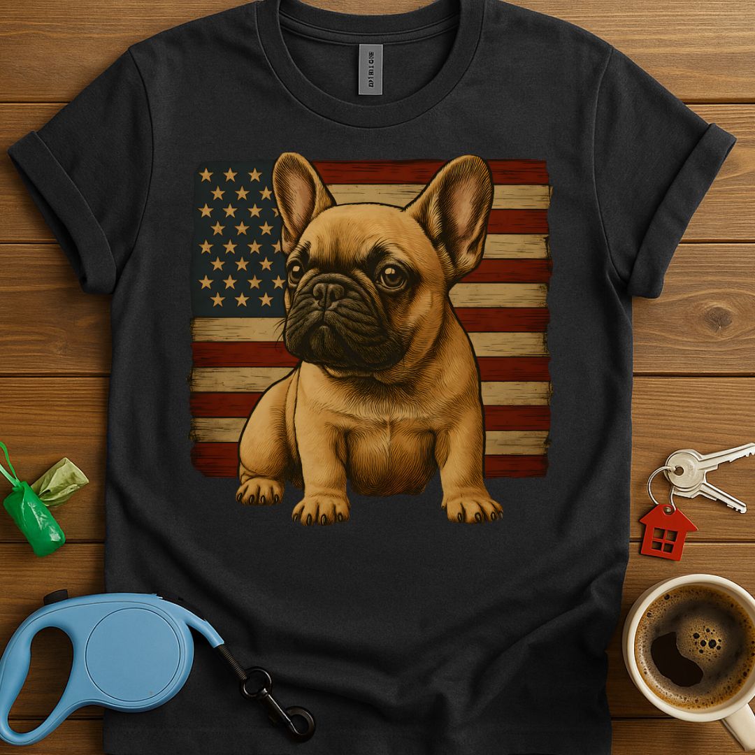 Fawn French Bulldog Usa Flag T-Shirt