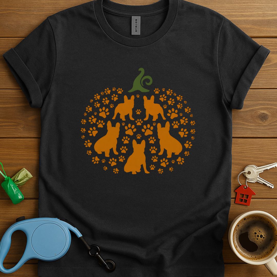 Frenchie Pumpkin Paw Print T-Shirt