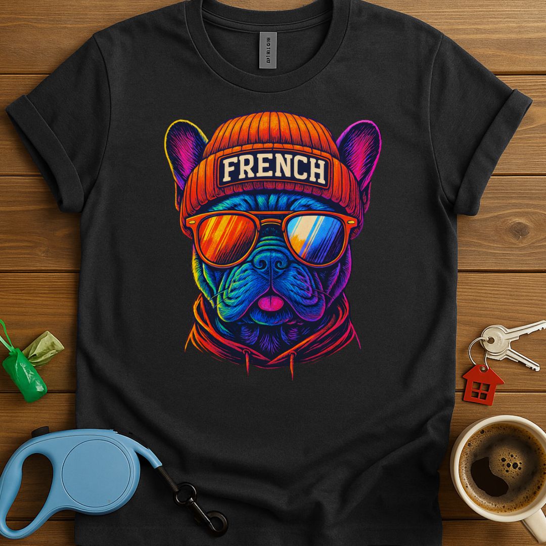 Neon Hipster French Bulldog T-Shirt