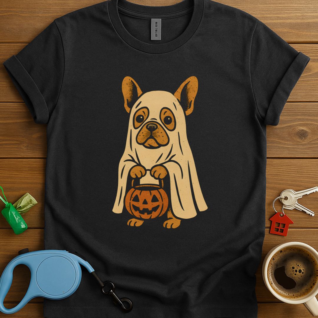 Ghost Frenchie With Bucket T-Shirt
