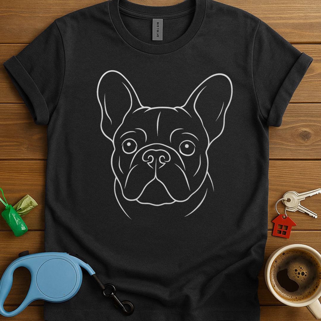 French Bulldog Face Line Art T-Shirt