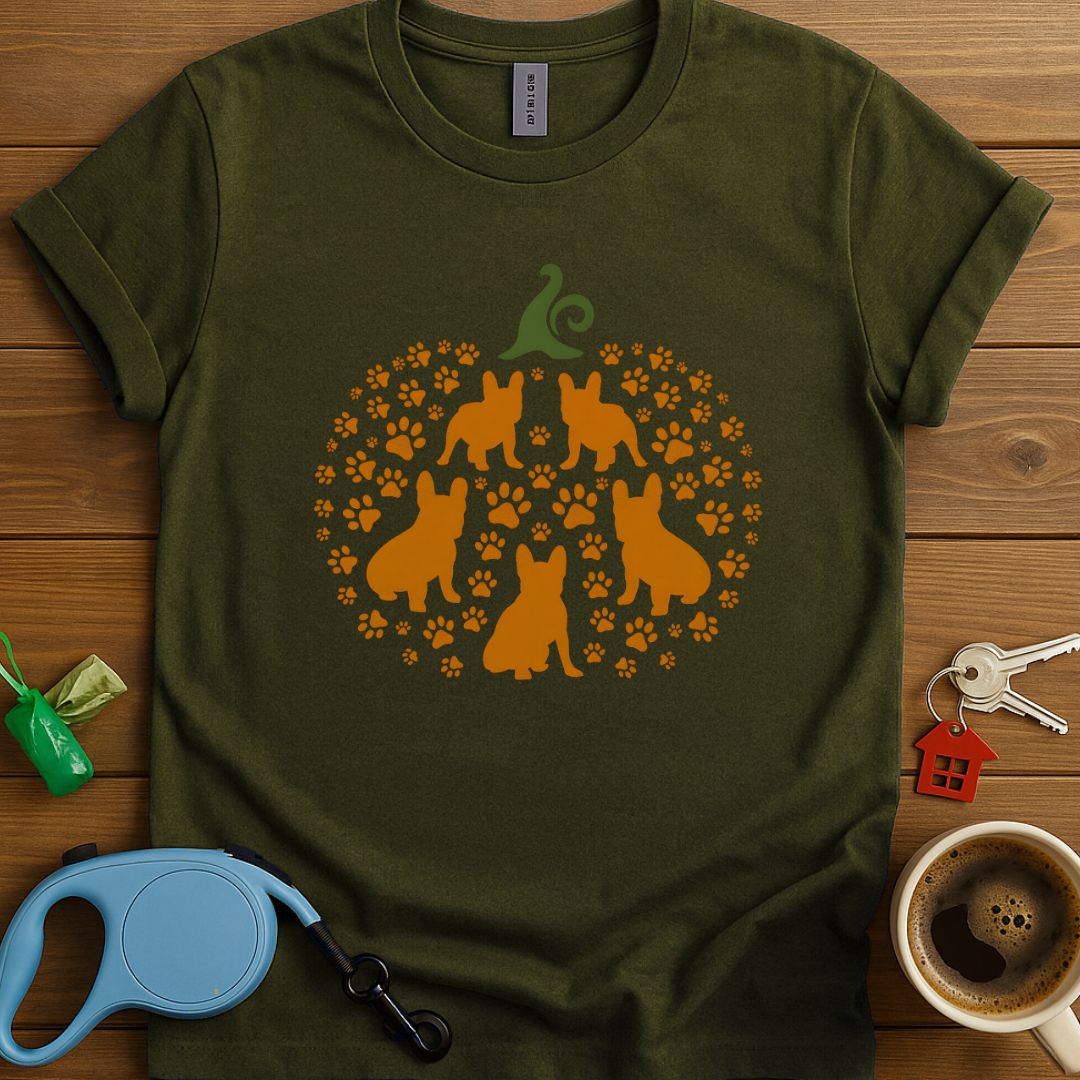 Frenchie Pumpkin Paw Print T-Shirt