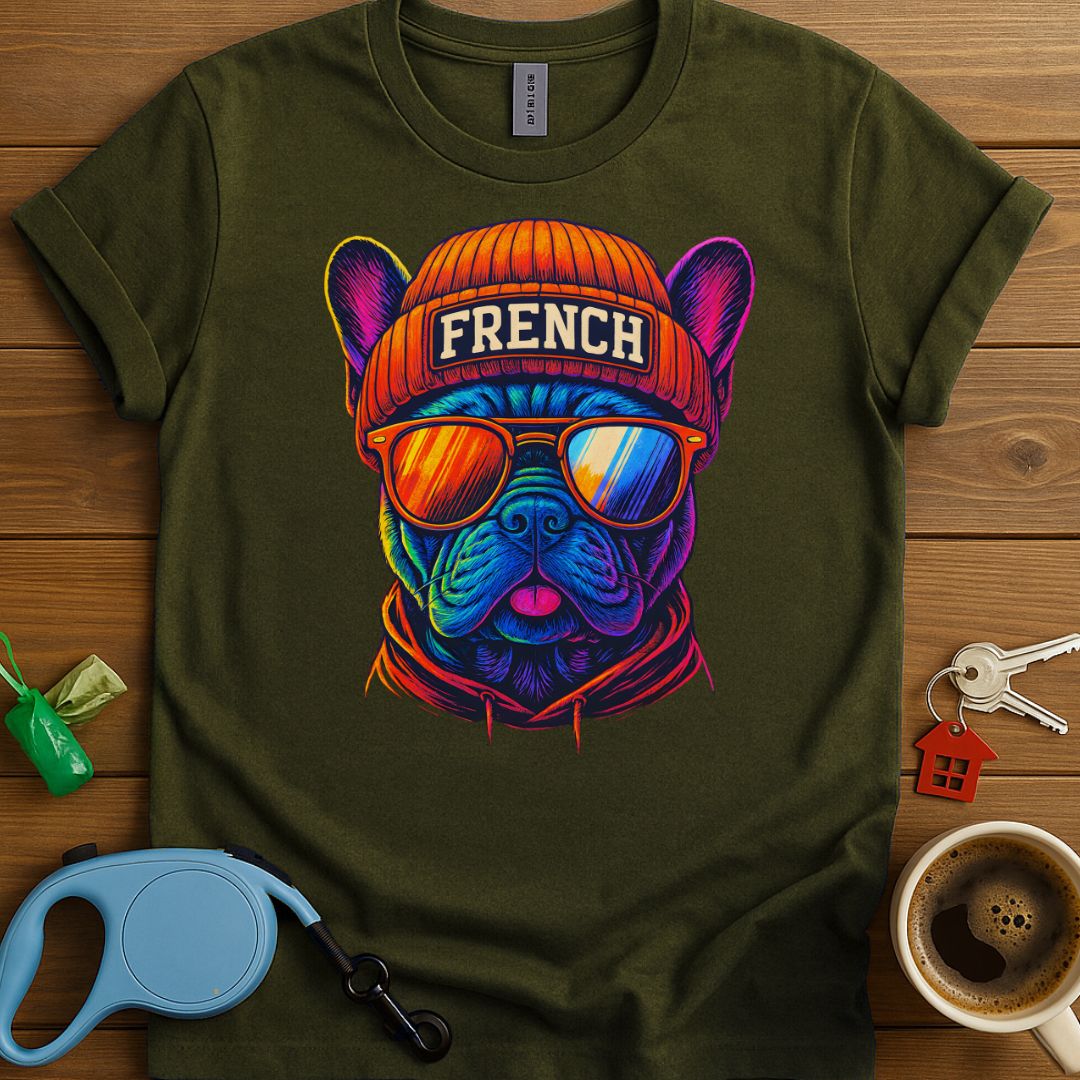 Neon Hipster French Bulldog T-Shirt